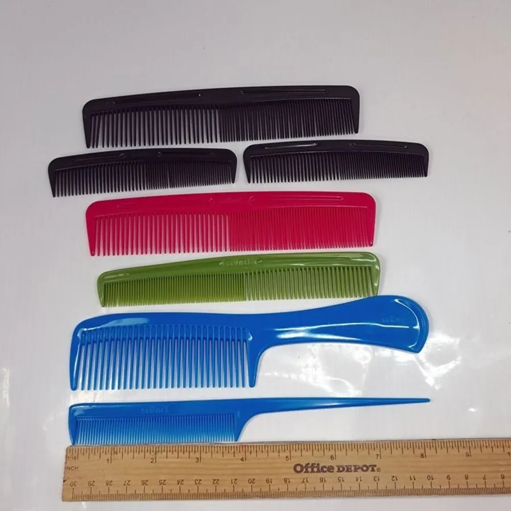 Scunci Hair Combs SET 7 Detangling tail pocket Hair Care Plastic pink blue green